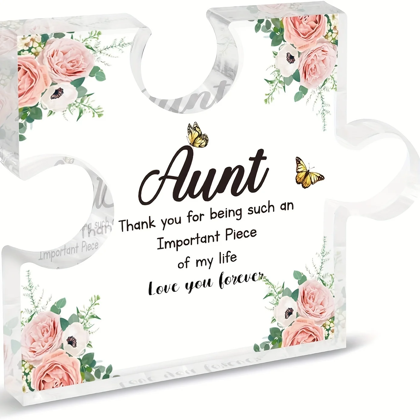 1pc Gifts for Auntie - Acrylic Plaque Block Puzzle Aunt Gifts from Niece/Nephew, Best Auntie Gifts for Birthday Mothers Day
