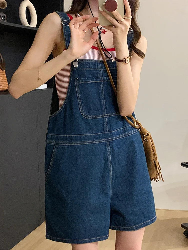 Pagliaccetti di jeans da donna Tute di jeans Tute da donna Patchwork da lavoro floreale Midi Ragazze vintage Comode spalle drappeggiate a pois