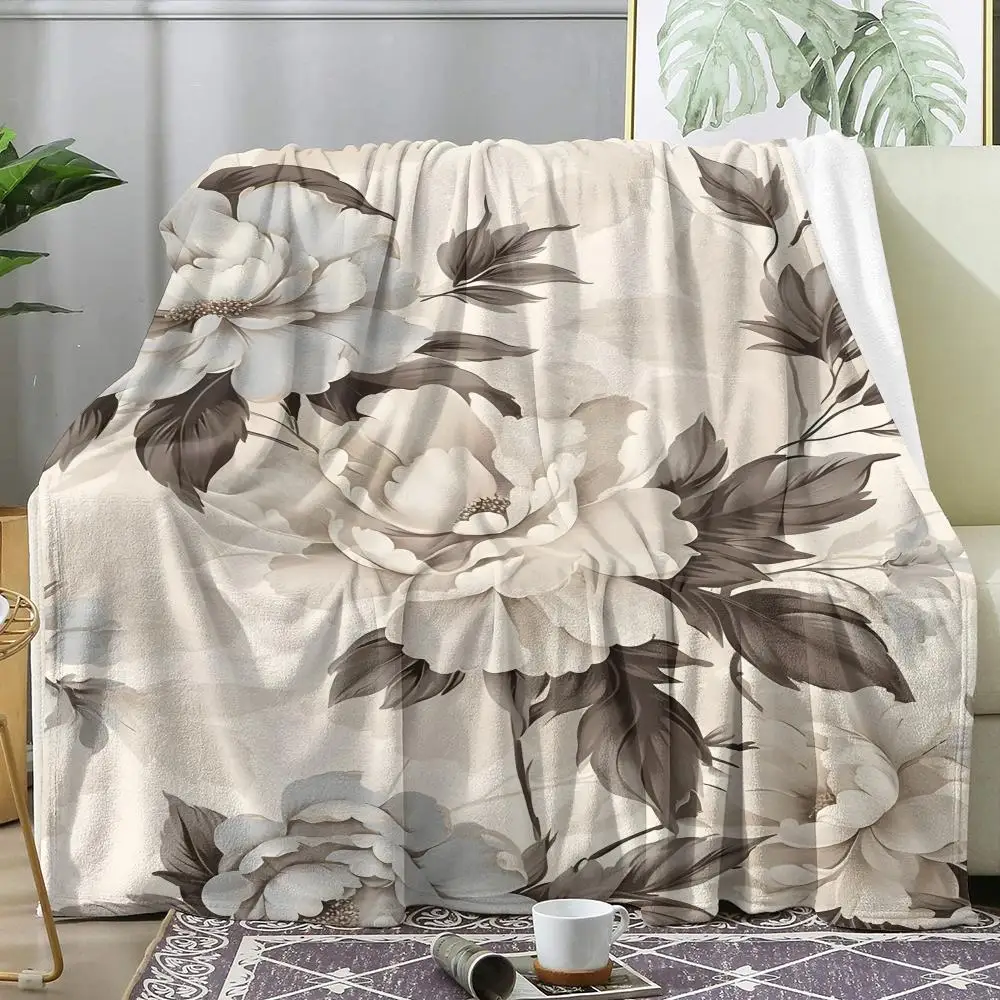 Peony Throw Soft Flannel AC Blanket Lightweight Summer Nap Throw Cozy  Blanket for Sofa Bed Travel Home