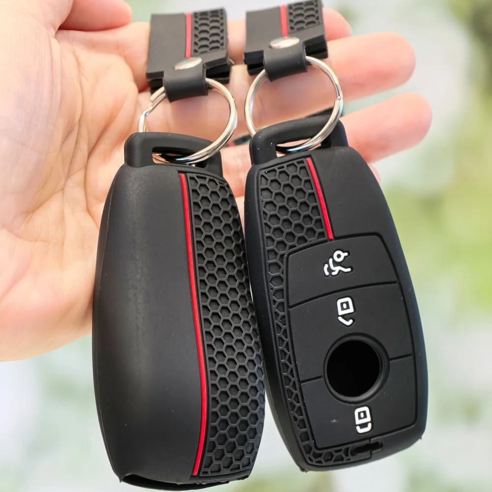 Keychain For Mercedes-Benz W210 W176 W204 W205 W211 W177 W206 W176 W219 W208 W203 W245 Silicone Car Key Case Cover