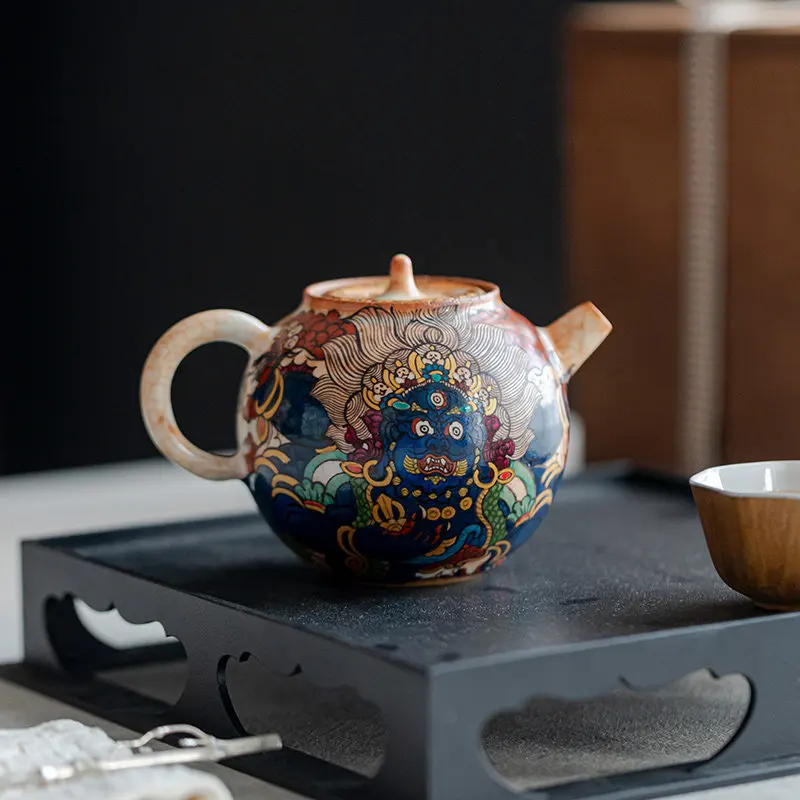 

Teapot hand-painted, small brewing teapot fully handmade Kung Fu tea set retro wabi-sabi