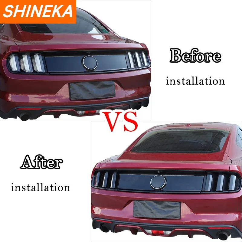 SHINEKA ABS Car Rear Tail Light Lamp Decoration Cover Trim Stickers For Ford Mustang 2015 2016 2017 Taillight Cover Accessories