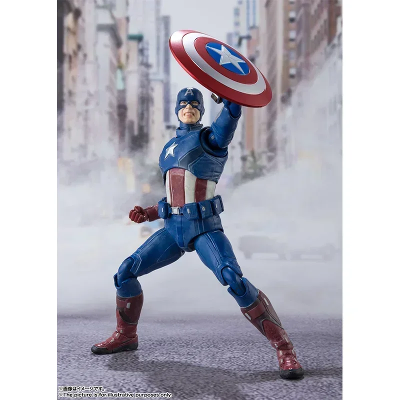 

In Stock Bandai Original SHFiguarts Marvel's The Avengers Movie Captain America Anime Action Figure Model Toys Collectible Gifts