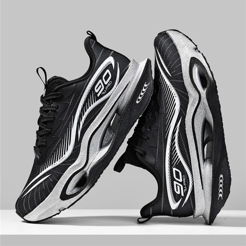 Herren-Freizeitsportschuhe, trendige, dämpfende Laufschuhe mit dicker Sohle, atmungsaktive, leichte Sportschuhe aus Mesh-Material, Laufschuhe mit hoher Dämpfung und weicher Sohle, rutschfest und abriebfest, für Jugendliche und Studenten. – Detail 11