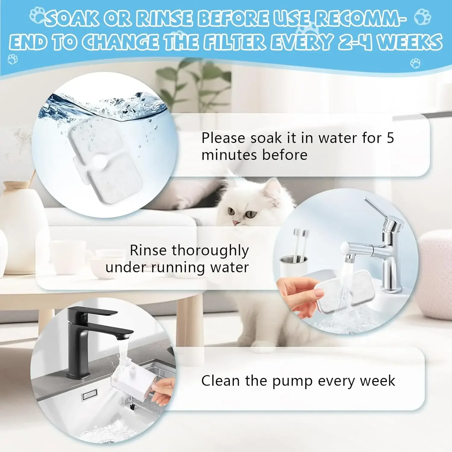 Compatible cat water fountain filter replacement