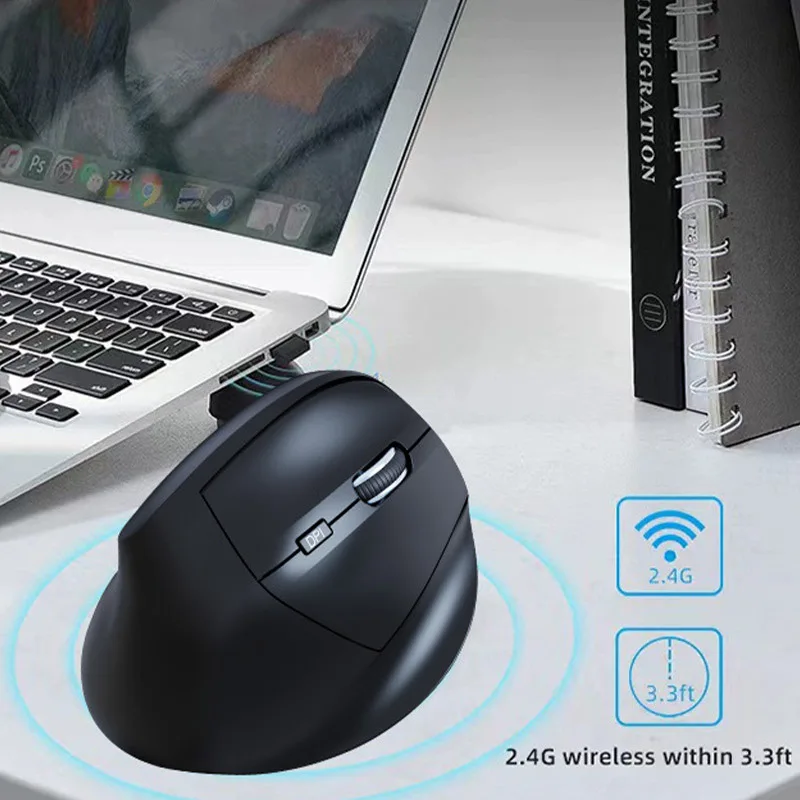 2.4G Bluetooth Wireless Dual-Mode Ergonomic Vertical Mouse DPI Adjustable Office Stylish Slient Click Mouse For PC Computer