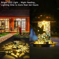 New Outdoor Garden Tree Hanging Light Iron Hanging Decoration Feeding Solar Bird Feeding Device Light