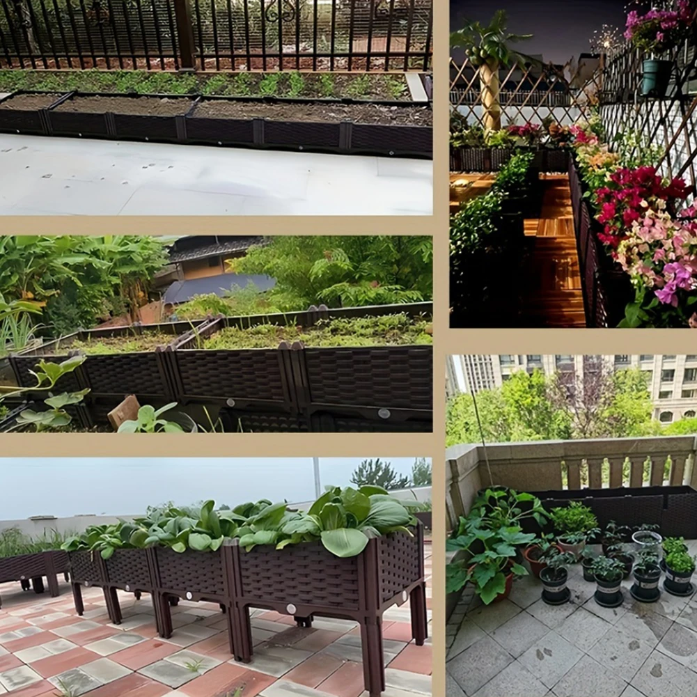 Plastic Raised Garden Bed with Legs Raised Planter Box Elevated Planting Container for Patio Flower Fruit  Vegetable Growing