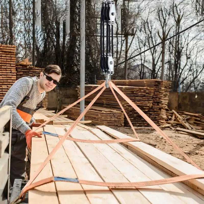 Block And Tackle Pulley System 50ft 3 Rope Pulley Hoist With 6:1 Lifting Power Heavy Duty 2200 Lbs 50ft Ratchet Puller Hoist