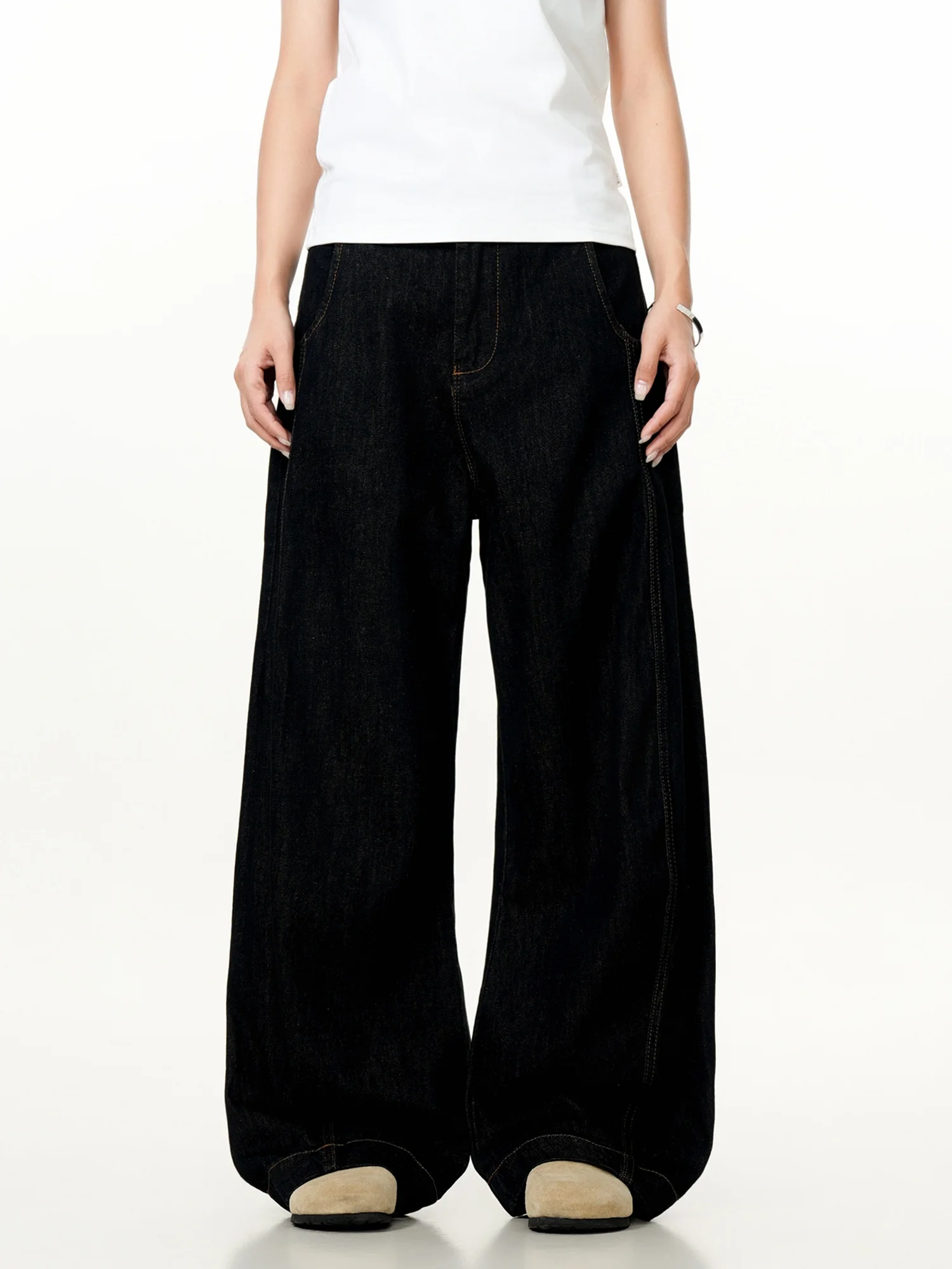 

Джинсы StreetStudio с широкими штанинами, американские ретро-джинсы прямого кроя, повседневные свободные длинные брюки, женская мода, весна-осень