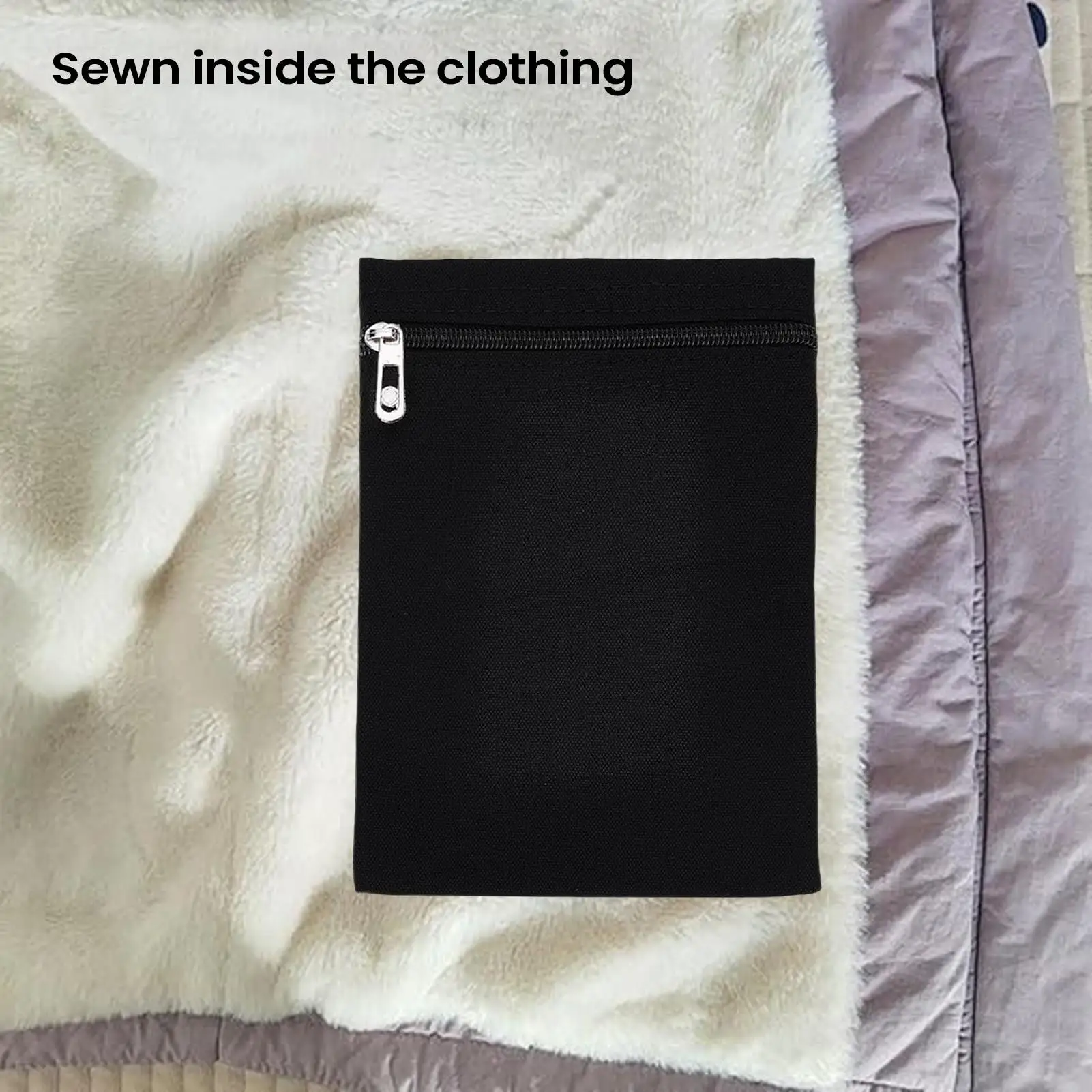 Sew in Pocket Anti-Theft Pouch with Zipper Sew in Side Pocket for Jacket Clothes Coat Sweatshirt Shirt Robe Hoodie Sweater