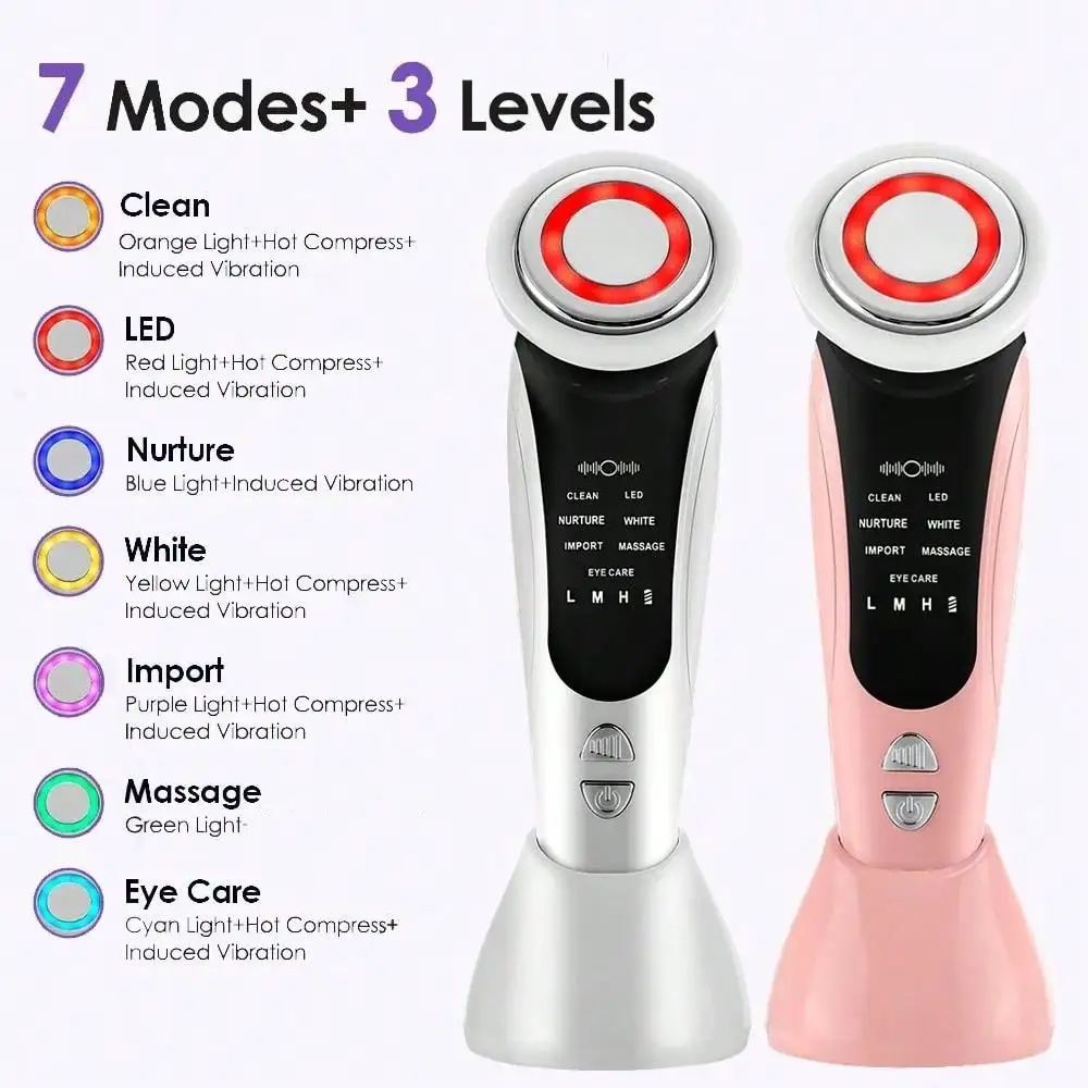 Electric 7 In 1 Multifunctional Beauty Device Facial Lifting Massage Machine Skin Care SPA Skin Rejuvenation Deep Clean 400mAh