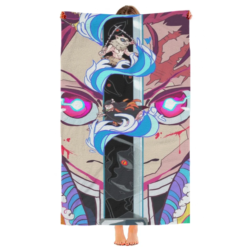 Demon Slayer Graphic Anime Beach Towel  Poncho Bathing Towels Cover-ups Quick Dry Sand Free Yoga Spa Gym Pool