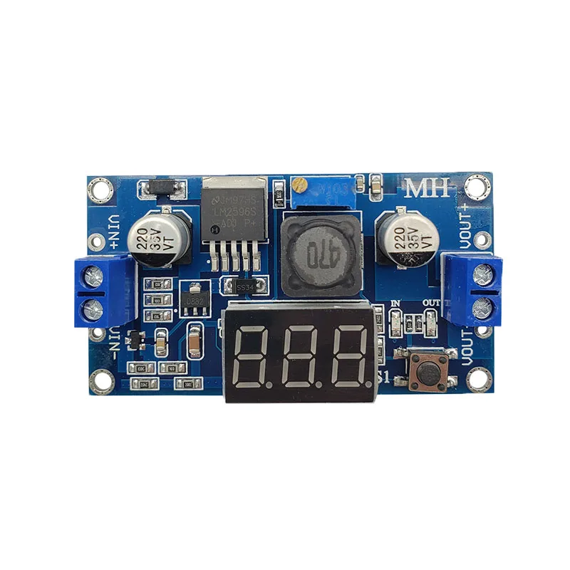 New DC-DC Adjustable Stable Voltage Power Module LM2596 Voltage Reduction Module with Voltmeter Display Blue Board