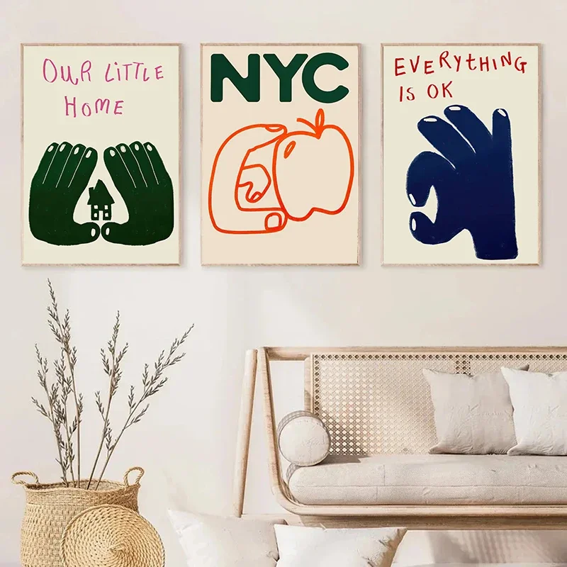 علامة مثيرة للاهتمام المزيد من الكتب مجردة قماش طباعة ملصق مرسومة باليد التوضيح الفن يطبع جدار غرفة المعيشة ديكور فني للمنزل