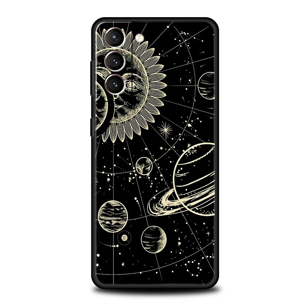 Suns Moons Bulutlar Astrolojik Kılıf Samsung Galaxy S24 S23 S22 S20 S21 FE Ultra S24 S23 S10 S10E S9 S8 Artı 5G Telefon Kapağı