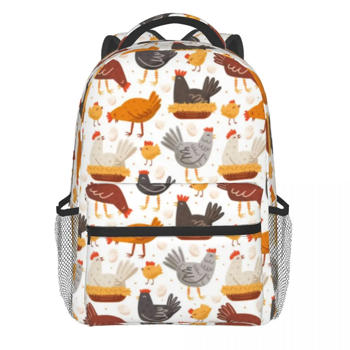 

Funny Chicken Print Backpack Student Easter Egg Pattern Soft Backpacks Polyester Cute High School Bags Travel Design Rucksack