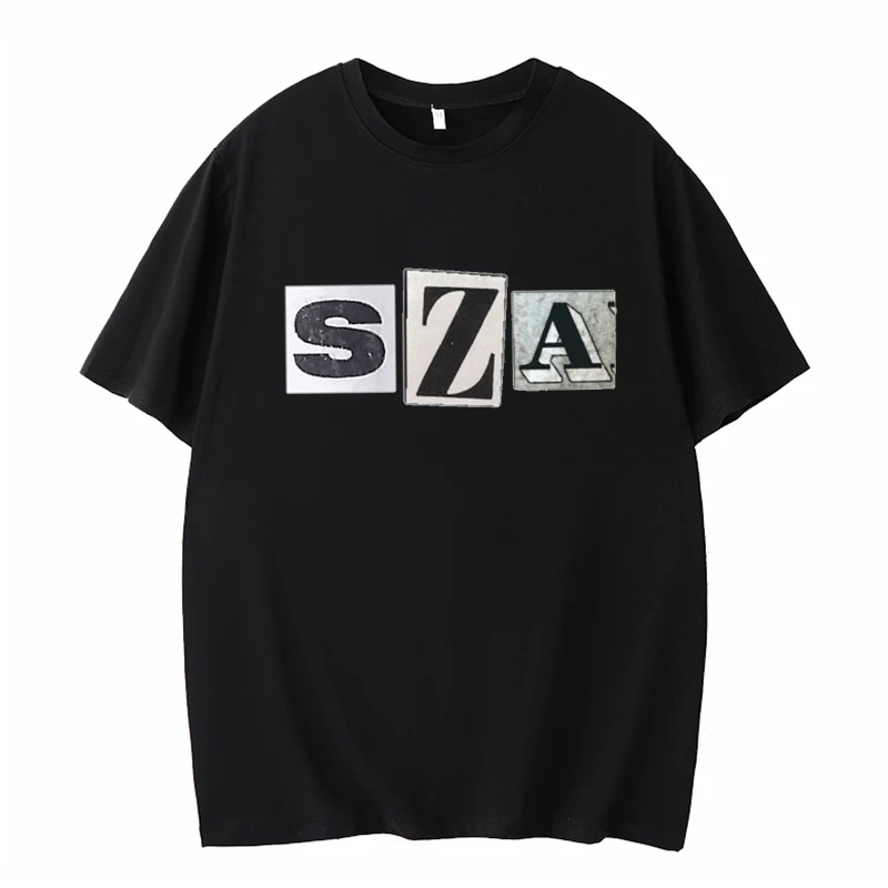 Singer Sza Printing Short sleeve For Men Women Harajuku Retro Letter Print Streetwear Y2k Clothing Gifts For Fans