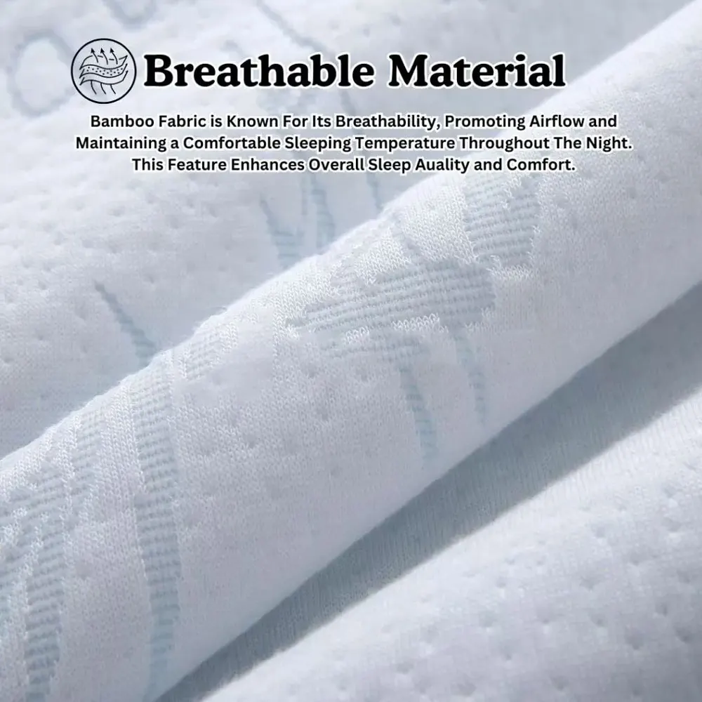 2pcs Bamboo Pillow Protector with Zipper Waterproof Pillow Cover Bedbug Proof & Anti Mites