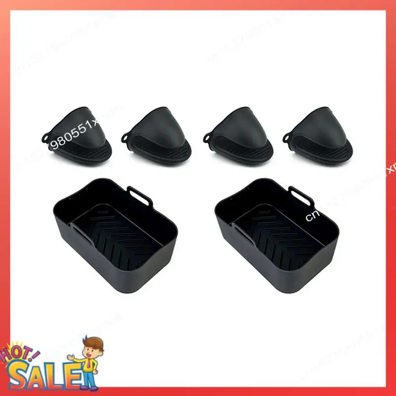 

ABCL For Ninja DZ201 Foodi 8 Quart Air Fryer Silicone Pot Holder With Heat Resistant Gloves Air Fryer Accessories (Black)