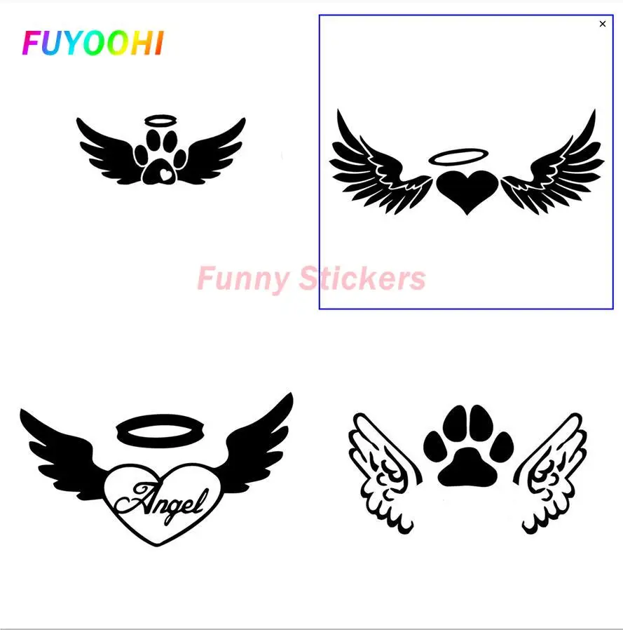 FUYOOHI Play Stickers Personality Car Sticker Angel Wings Dog Paw Accessories Vinyl PVC Motorcycle Styling Sunscreen PVC Decal