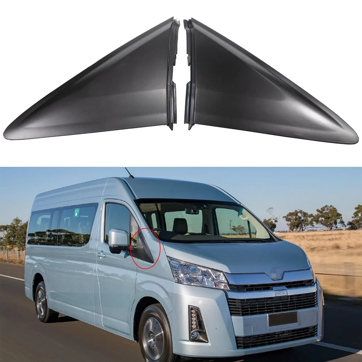 Car Front Window Triangle Garnish Cover Panel Side Mirror Triangle Trim For Toyota Hiace Coummter Super Grandia GL 2005-2019