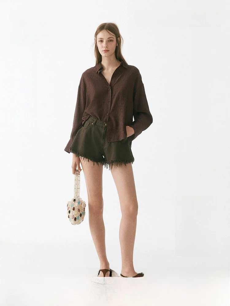 

H&M Women's Casual Shirt Summer 2026 Minimalist Loose Fit Belted Air Conditioning Sweater Long Sleeve Button up Fashion