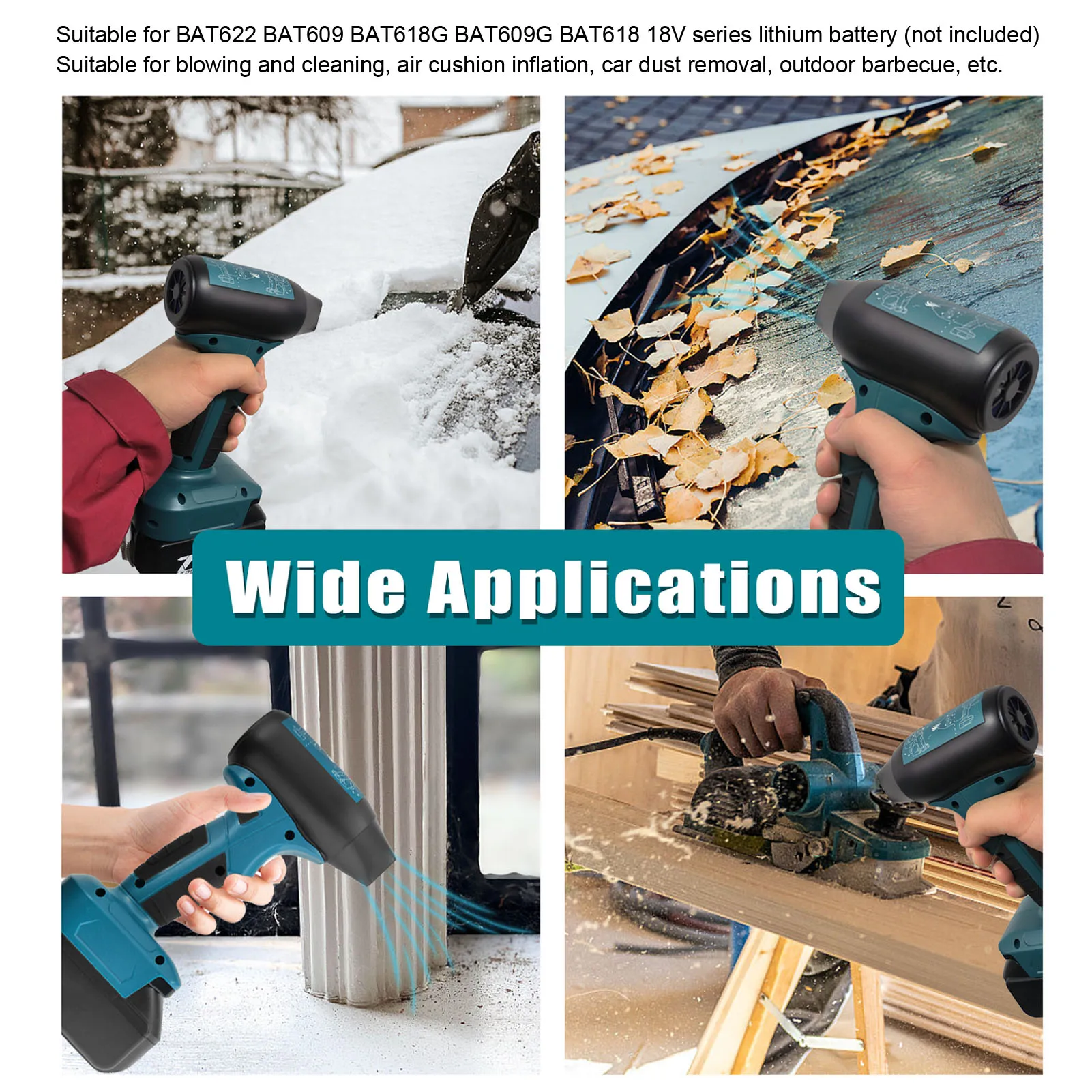 Ventilatore a getto a 4 velocità 130000 giri/min - Potente asciugatrice senza fili per batteria BAT622 BAT609 BAT618G BAT609G BAT618 18V