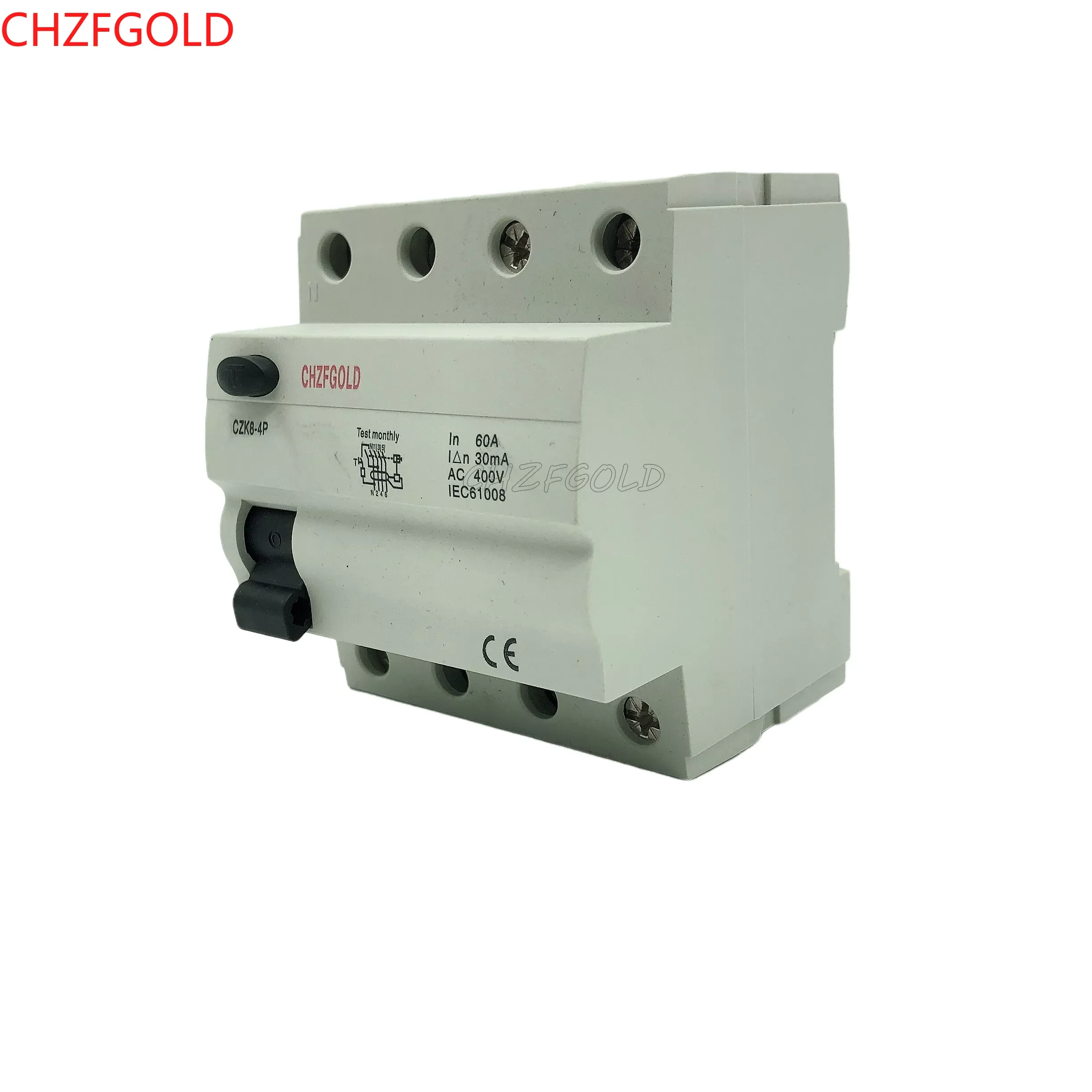 CHZFGOLD Din السكك الحديدية تسرب الأرض قواطع التيار تيار مستمر RCCB RCD 4P 63A 30mA 300mA نوع B 10KA
