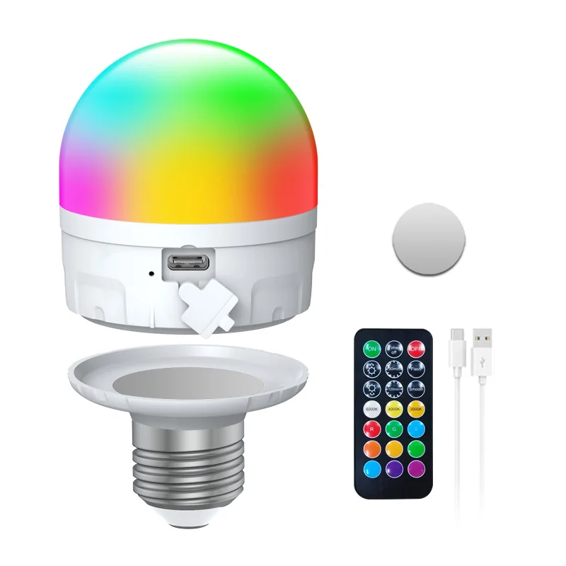 ampoule-rgb-rechargeable-par-usb-avec-fixation-magnetique-temperature-de-couleur-reglable-variateur-d'intensite-lampe-d'ambiance-pour-fete-avec-telecommande