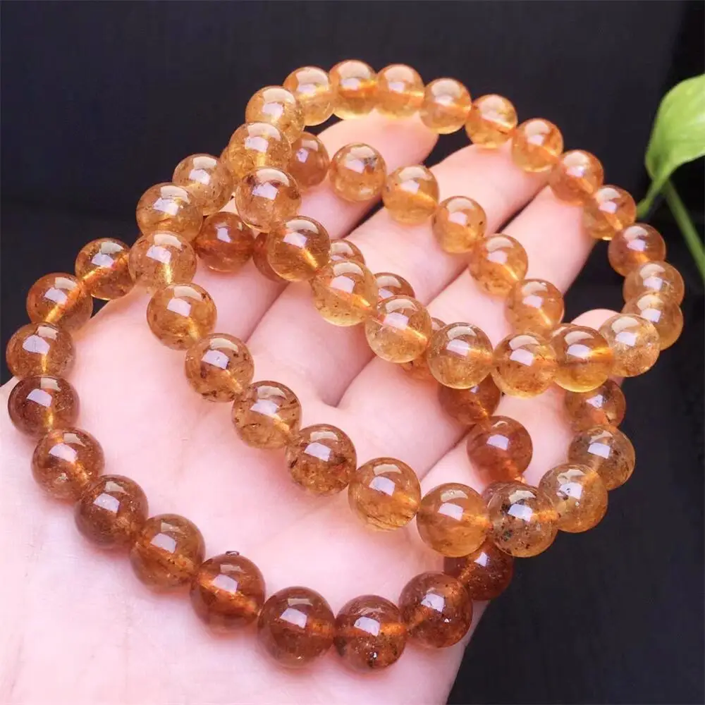 9MM Natural Yellow Mica Bracelet Fashion Energy Stone Reiki Healing Crystal Strand Fengshui Gift 1PCS