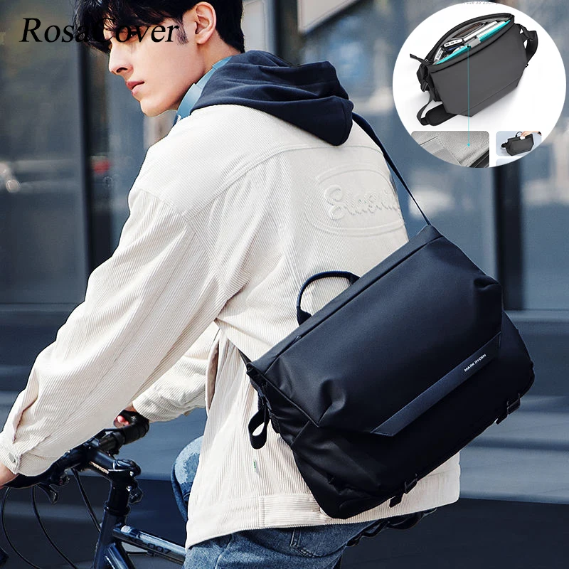 Oxford Premium Solid Men's Crossbody Bag Shoulder Sling Bag 12.9 inch Large Capacity Multifunction Waterproof Antitheft Post Bag