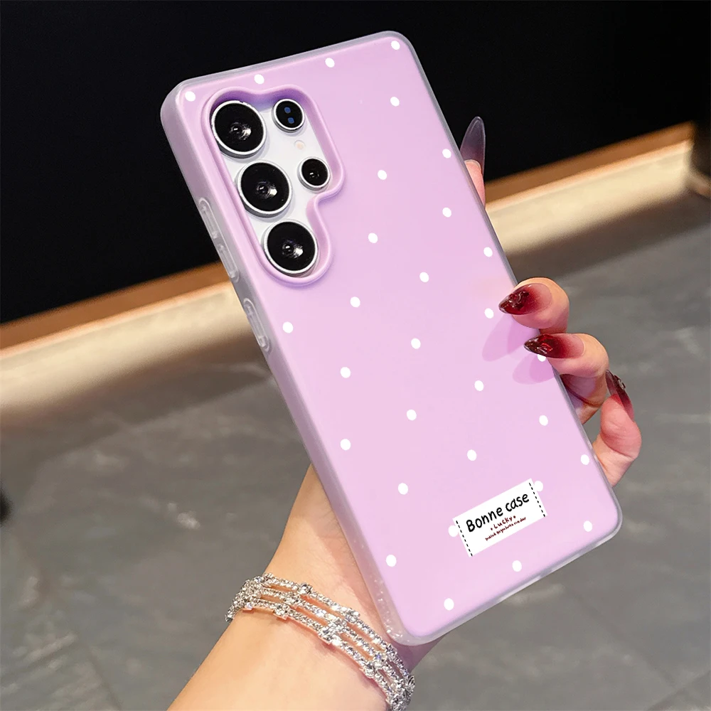 For Samsung Galaxy S21 S26 S25 S24 S23 S22 Ultra Plus FE Case French Polka Dot INS Cover For A55 A56 A37 A36 A54 Dustproof Funda view 5