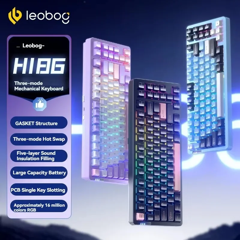 LEOBOG Hi86 Tri-mode Mechanical Keyboard Hot-Swap Gasket RGB 75% Aluminum Alloy Customized Gaming Keyboard Pc Gamer Accessories