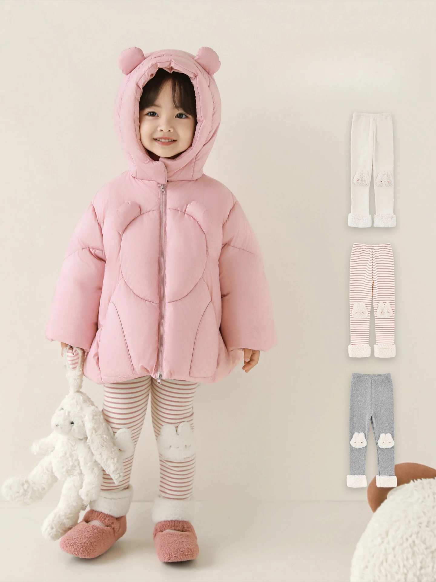 Girls Winter Leggings 2025 Bunny Print Fleece Lined Thermal Tights Stretch Comfy Versatile Pants Everyday Wear 1-7 Years