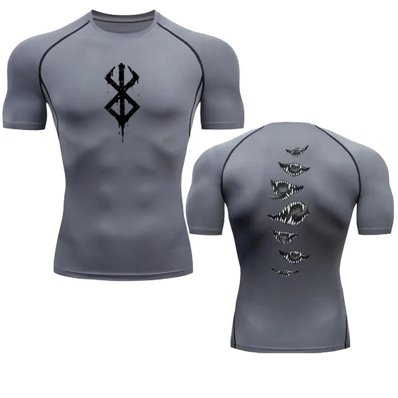 2024 Men\'S Fitness Compression Shirt Anime Berserk 3d Printing Breathable Quick-Drying Tops Summer Fashion Street Men\'S T-Shirts