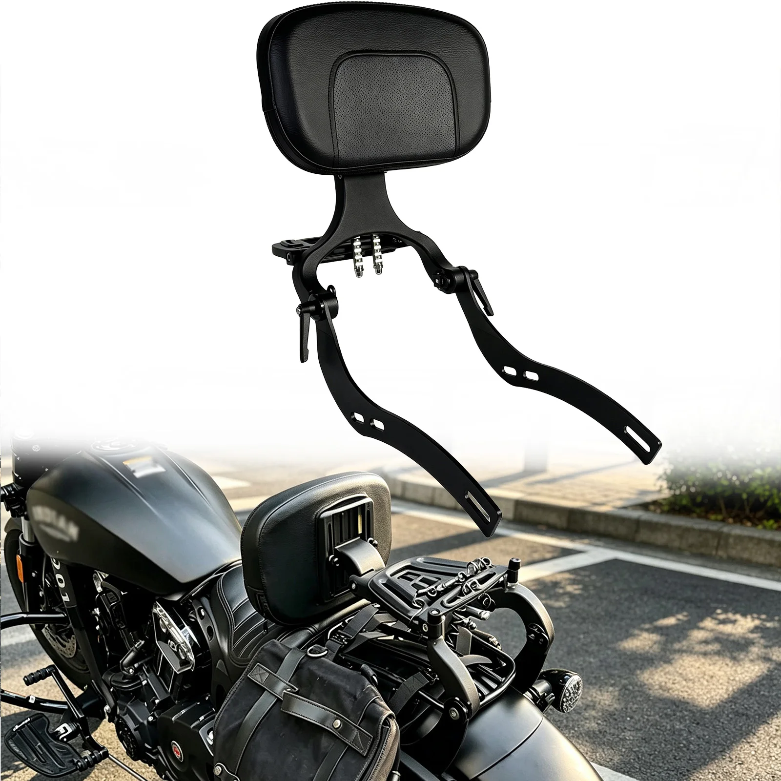 Dossier de passager de conducteur de cavalier polyvalent, barre Sissy pour Indian Scout Bobber 2018 – 2024 Rogue Twenty soixante Sissybar-image