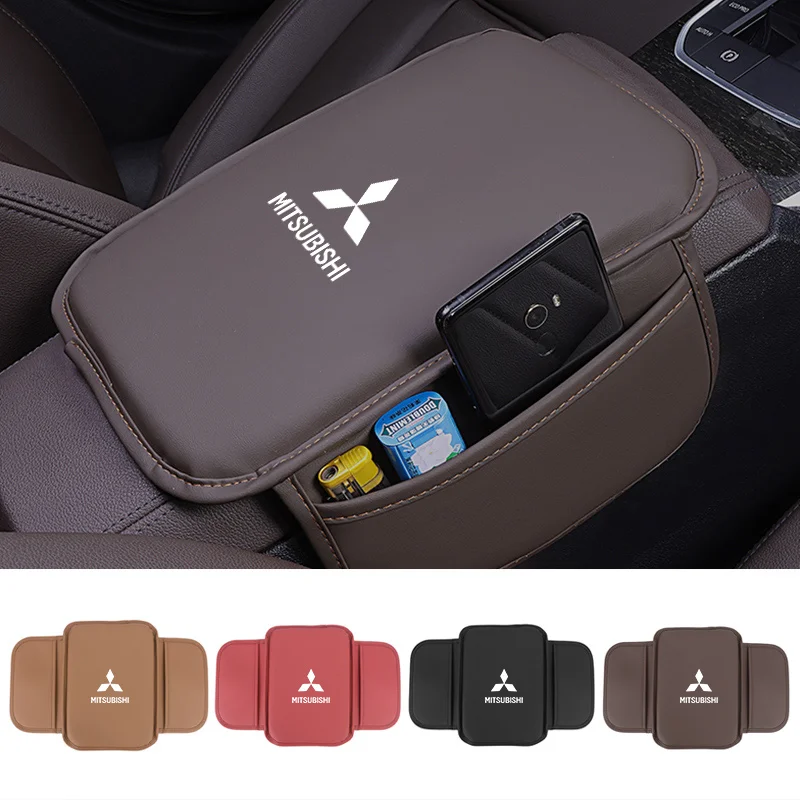 Car Armrest Box Mats PU Leather Auto Center Console Covers for Mitsubishi Outlander ASX Fortis Lancer Pajero Sport Eclipse Cross