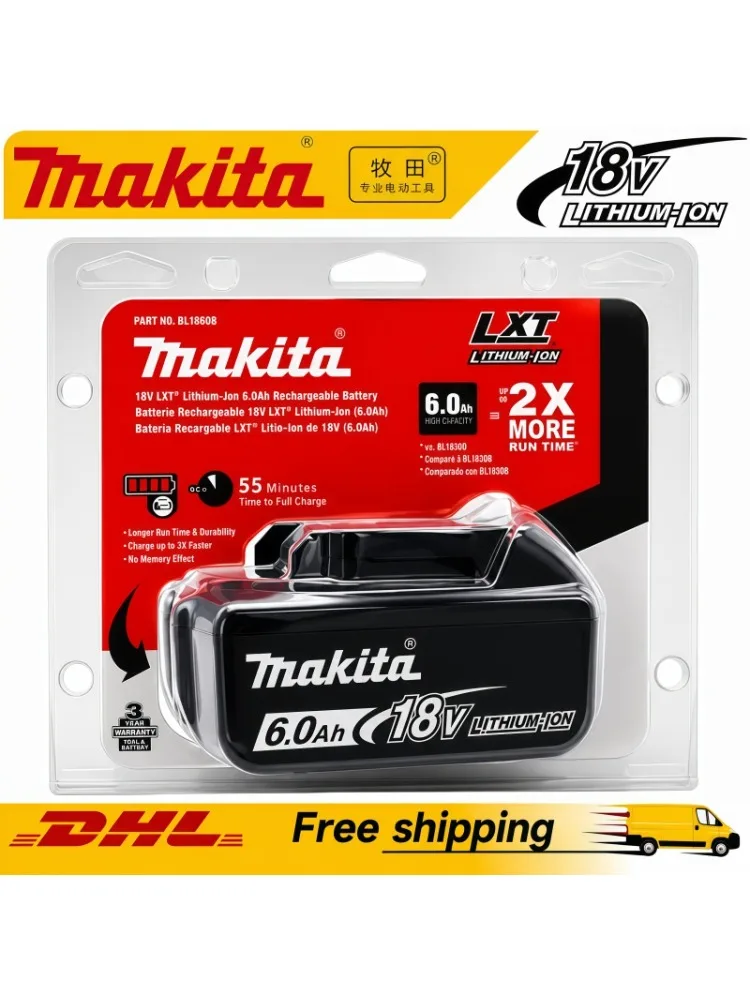 Genuine Makita 18V Battery 6ah,With Battery Indicator Rechargeable Makita Battery,BL1830 BL1840 BL1850 Power Tool Battery