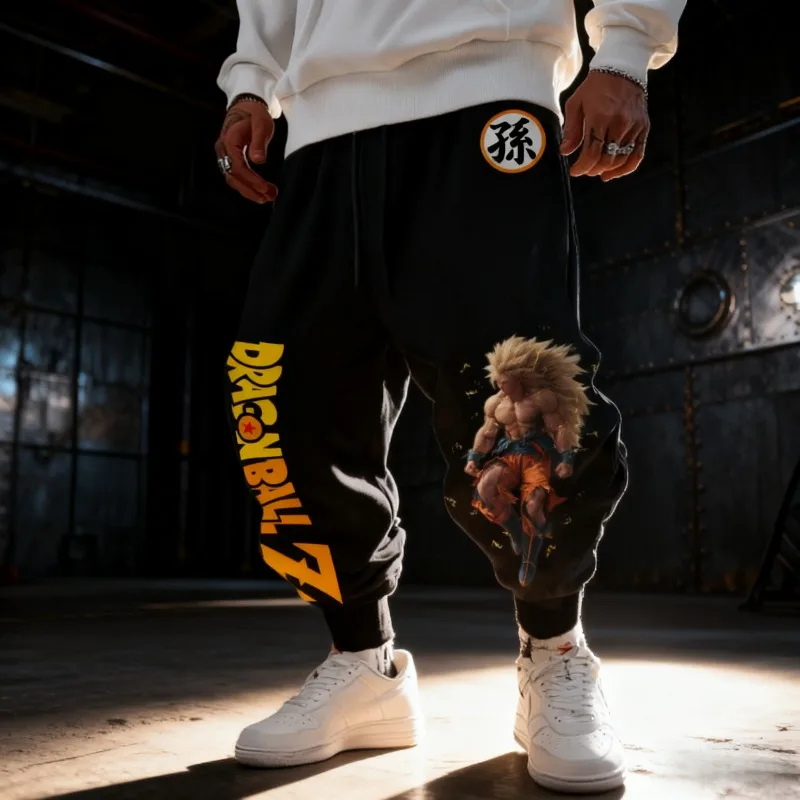 

Autumn Winter Men's Pants Japanese Anime Dragon Ball Z Super Saiyan Prints Sweatpants 100% Cotton Sports Trousers Y2k Leggings