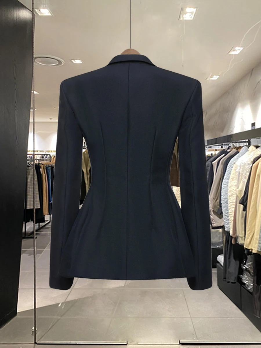 Fashion Classic Commuter Double Breasted Slimming Suit Coat Women 2024 New Spring Temperament Slim Waist Casual Office Blazer