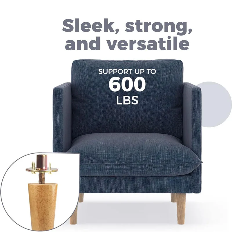 4pcs Wooden Furniture Legs Tapered Sofa Legs Replacement Furniture Feet with Mounting Plate Screws Couch and Chair Sofa Legs
