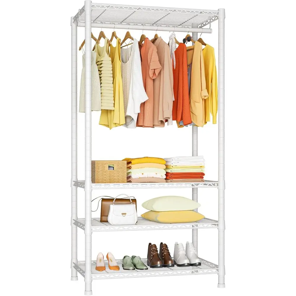 H2 Heavy-Duty Portable Closets, 4-Tier reestanding Garment Rack Suit or Small Space and , Closet Organizer System Portable Close