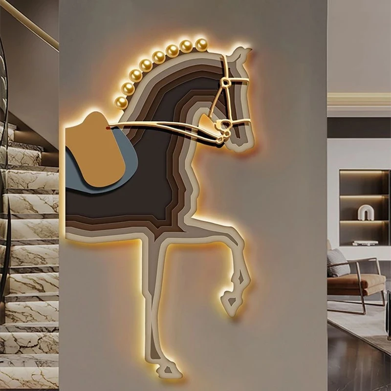 

Nordic Steed LED Wall Lamp Large Background Wall Light Living Room Stairs Hallway Bar Restaurant Creative Sconce CX182DS