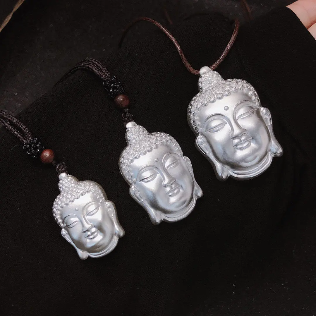 

Подвеска из чистого серебра 999 пробы для женщин и мужчин, голова Будды Кван-инь, счастливый шарм, блестящее оригинальное серебро, мужские ювелирные изделия, подарок