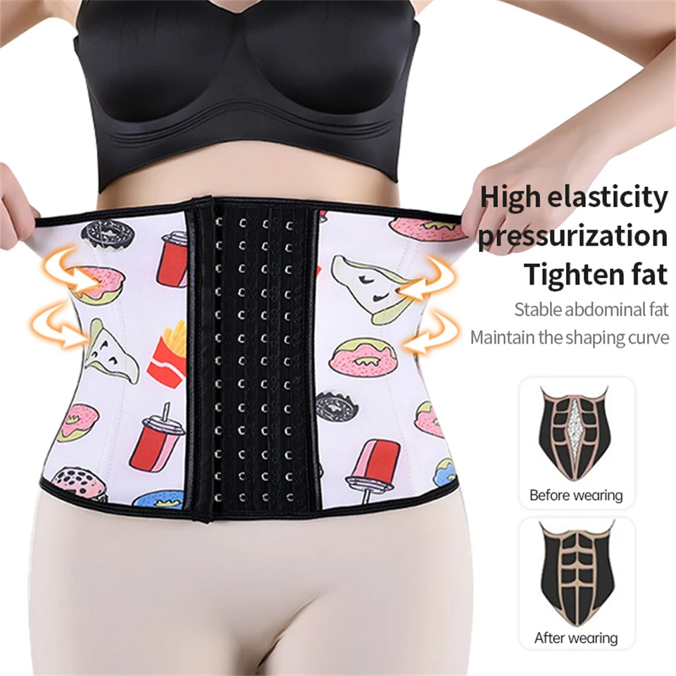 Becirzet Bauch-Kompressionsgürtel für Frauen mit Cartoon-Muster-Dekoration, Schnalle und Bauchgurt, Taillenformer-Gürtel – Detail 3