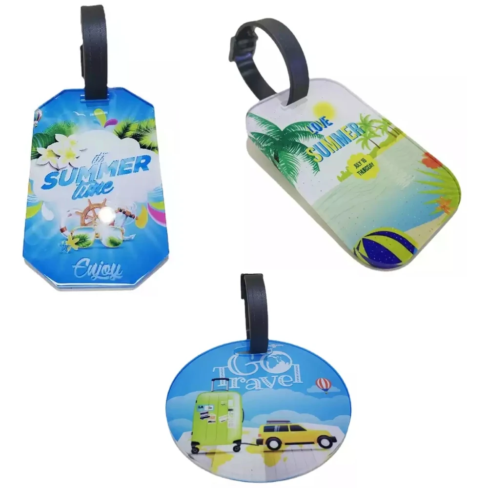 Sublimation Blank Print Luggage Tag Custom Logo Double Side Acrylic Suitcase Tags Travel Accessories Name ID Address Tags