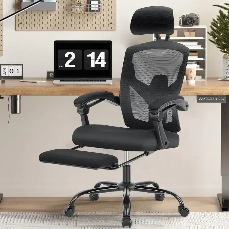 

Ergonomic Office Chair with Foot Rest, High Back Computer Desk Chairs Mesh Swivel Rolling Task Chair with Lumbar Support