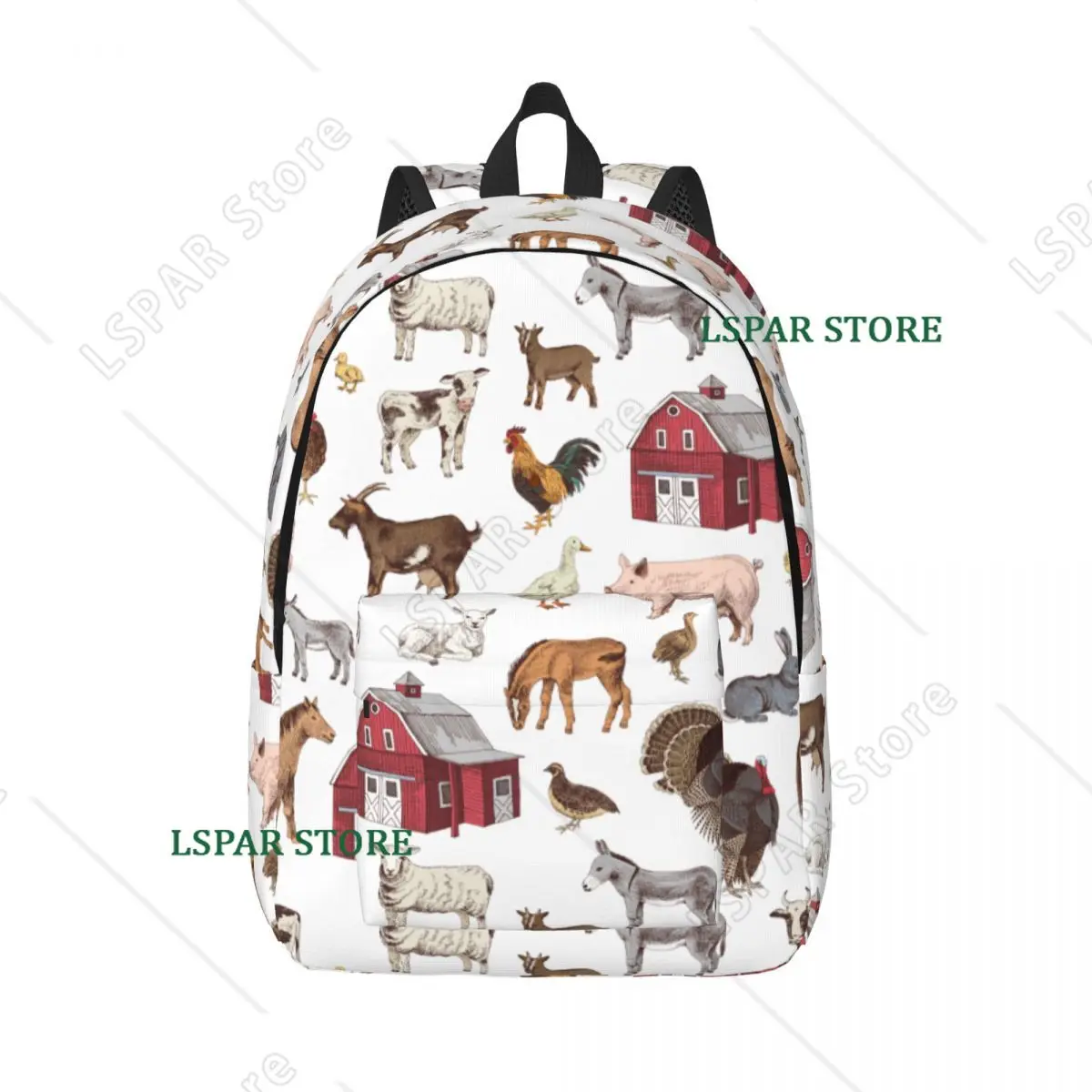 Country Farm Animals Farmhouse Village Pet Backpack for Boy Girl Kids Student Schoolbag Bookbag Goose Pig Daypack Bag Gift