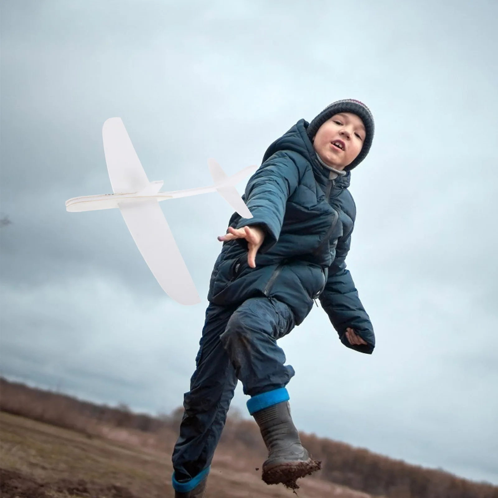 

White Paintable Foam Plane Glider Toys DIY Unfinished Biplane Model Flying Toy Outdoor Creativity Development Easy